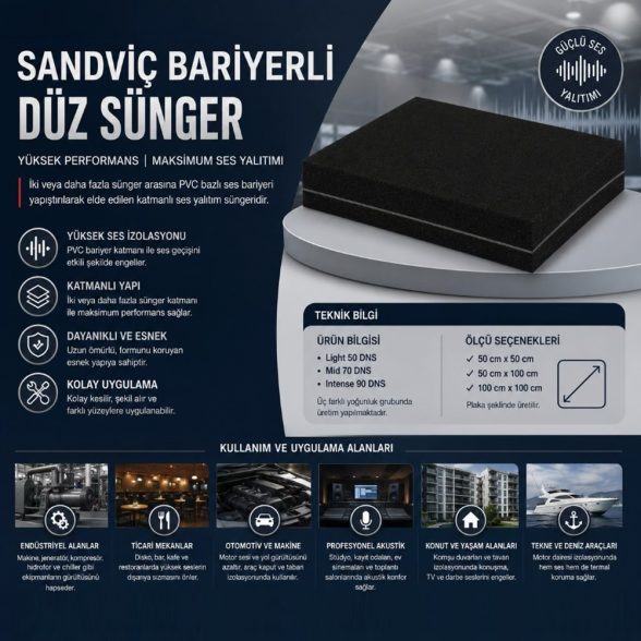 AĞIR SES YALITIM BARİYERLİ DÜZ SÜNGER